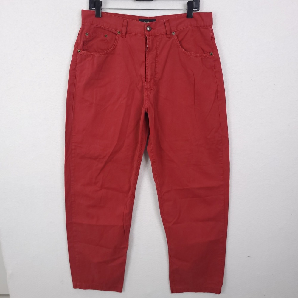 Hugo Boss Arkansas Pants Mens 34x30 Red Cotton Straight Leg 13132 Made in Italy
